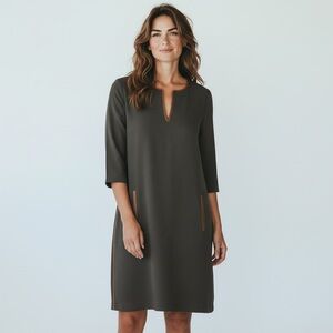 Comptoir Des Cotonniers Paris Wool Blend Dress Leather Trim size 38/6 US